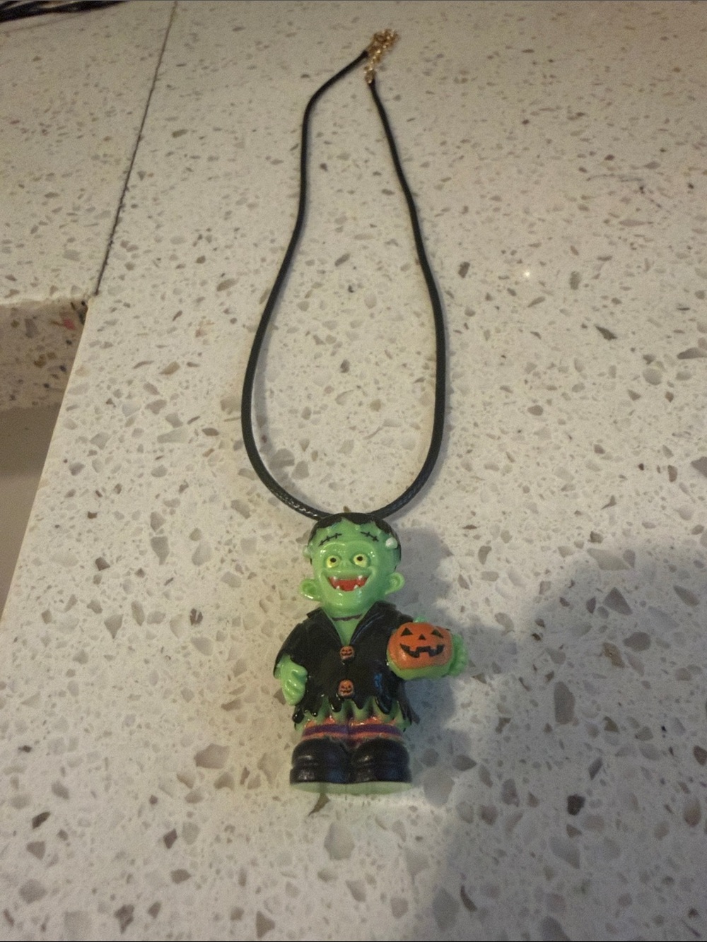 Green Frankenstein Pumpkin Necklace 18’ adjustable necklace New